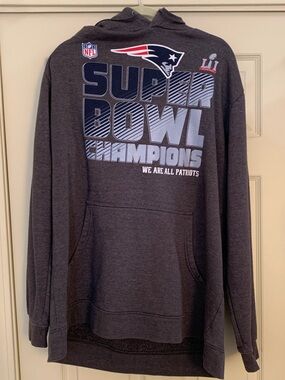 New England Patriots Super Bowl LI 51 Champions Hoodie 2XL Gray